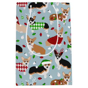 Weihnachts Corgi Hunde Mittlere Geschenktasche Mittlere Geschenktüte