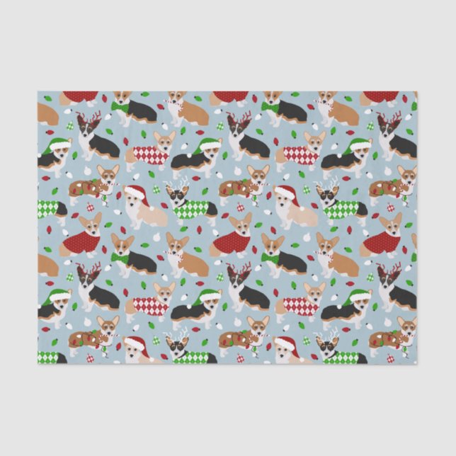 Weihnachts-Corgi-Hunde-Tissue Seidenpapier (Vorderseite)