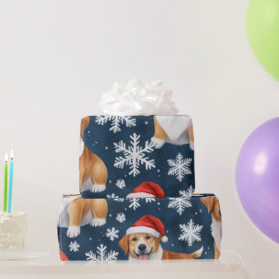 Weihnachts-Corgi-Hunde und Schneeflocken-Feiertags Geschenkpapier