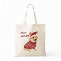 Weihnachts-Corgi in rotem Pullover Ferien-Tragetas