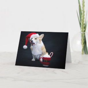 Weihnachts-Corgi leckt sich die Lippen  Karte
