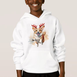 Weihnachts-Corgi mit Rentier-Antlers Hoodie