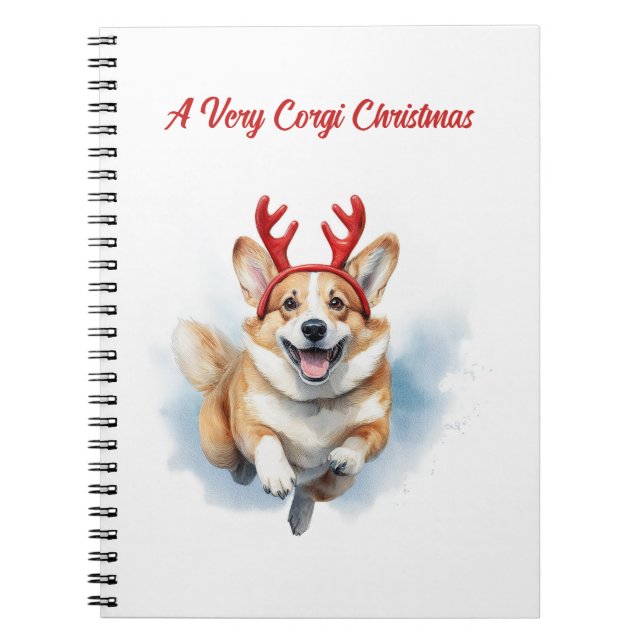 Weihnachts-Corgi mit Rentier-Antlers springen Notizblock (Vorderseite)