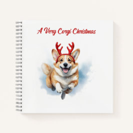 Weihnachts-Corgi mit Rentier-Antlers springen Notizbuch
