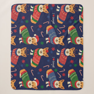 Weihnachts-Corgis: Festliche Vintage-Illustration. Sherpadecke