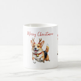 Weihnachts-Corgis mit Rentier-Geweih Kaffeetasse