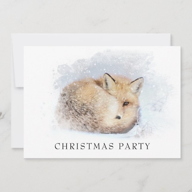 *~* Weihnachts Corporate Personal Fox Ap18 Snowy Einladung (Vorderseite)