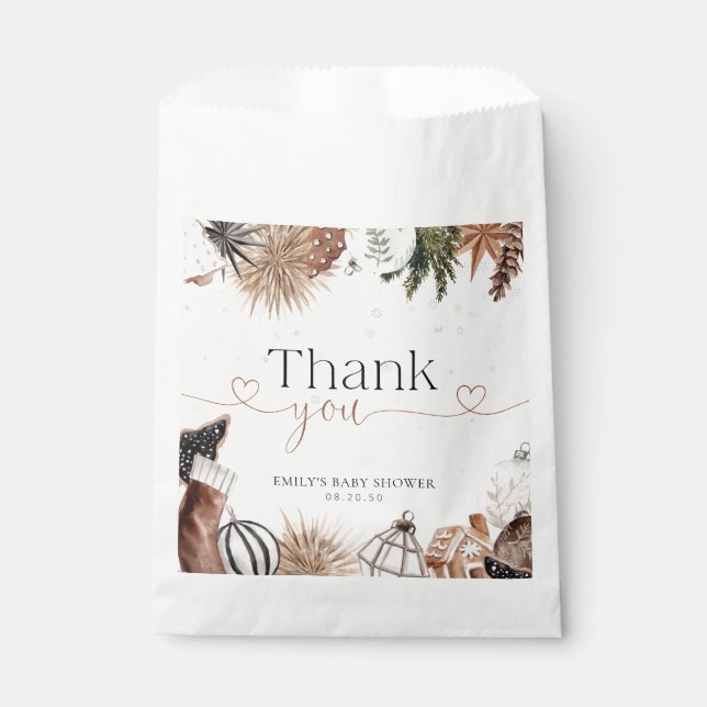 Weihnachts-Cosy-Baby-Dusche Gefallen-Tasche Geschenktütchen (Vorderseite)