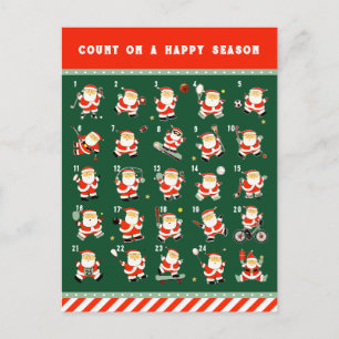 Weihnachts-Countdown-Adventskalender Feiertagspostkarte