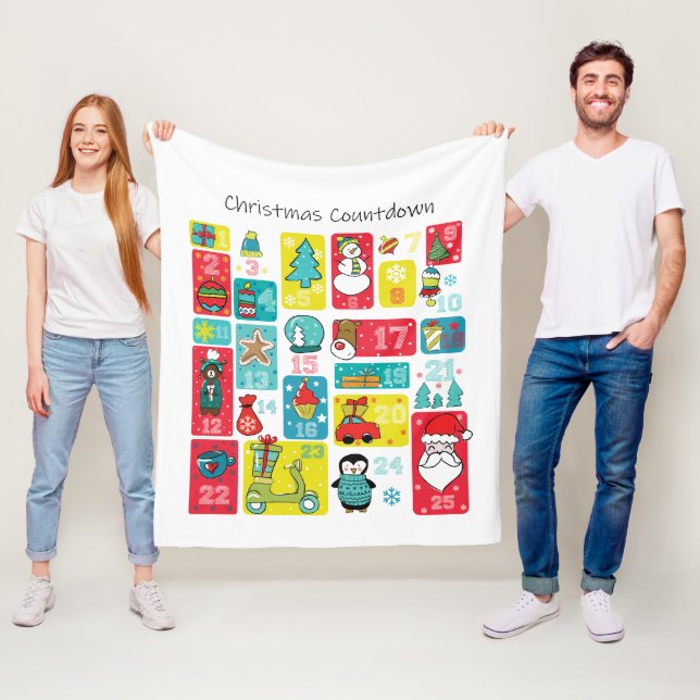 Weihnachts-Countdown Adventskalender Fleecedecke (Beispiel)