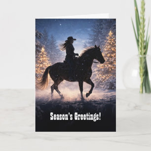 Weihnachts-Country-Western-Cowgirl-Jahreszeiten-Gr Karte