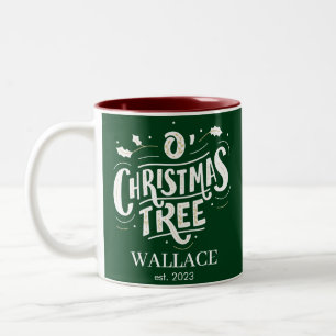 Weihnachts-Coupé-Monogramm-Foto Zweifarbige Tasse