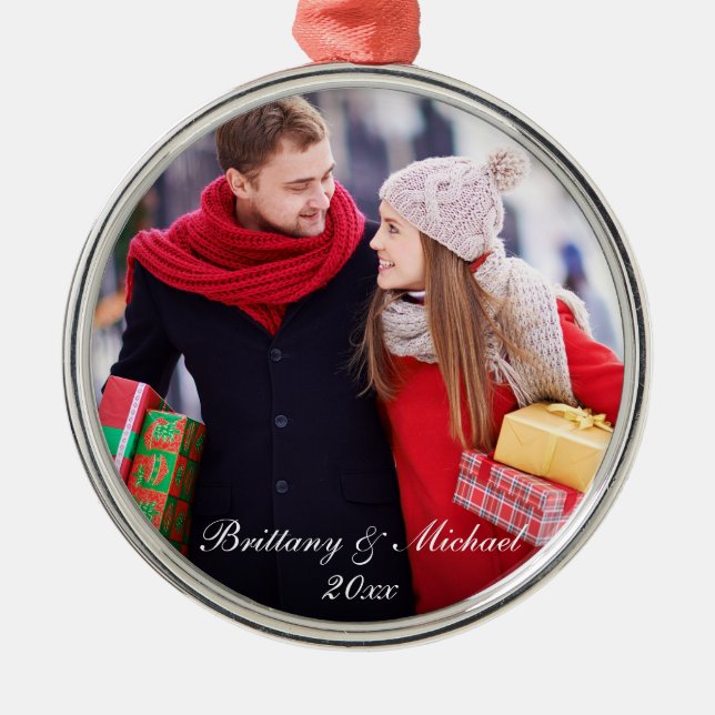 Weihnachts Couple Foto Ornament Jahr WS (Vorne)