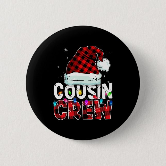 Weihnachts Cousin Crew Buffalo Rot kariert Pajamas Button (Vorderseite)