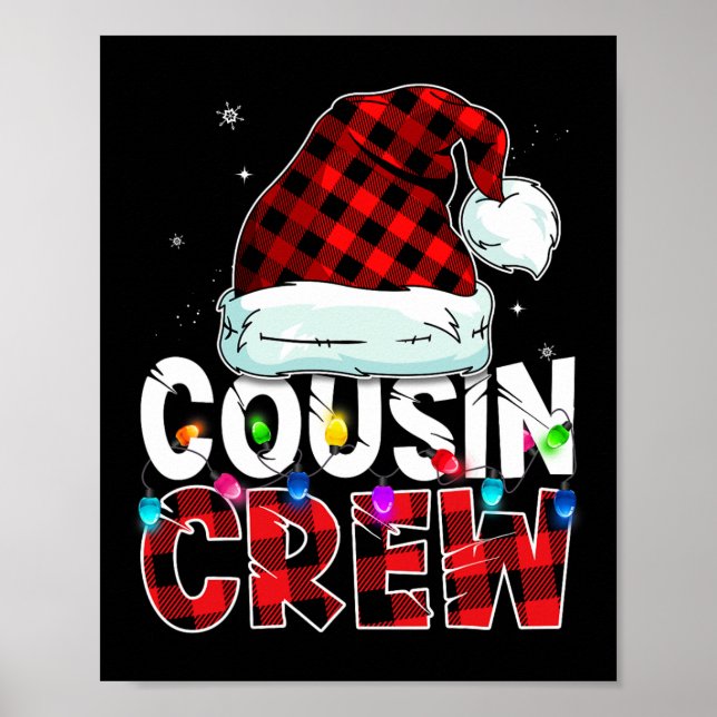 Weihnachts Cousin Crew Buffalo Rot kariert Pajamas Poster (Vorne)