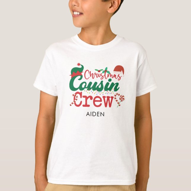 Weihnachts-Cousin Crew Elf Matching T-Shirt (Vorderseite)