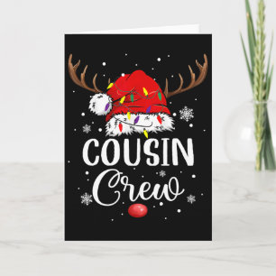 Weihnachts-Cousin-Crew Lustiger Santa-Hut Licht Ki Karte