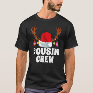 Weihnachts-Cousin-Crew-Santa-Hut-Rentier-Geweih L T-Shirt