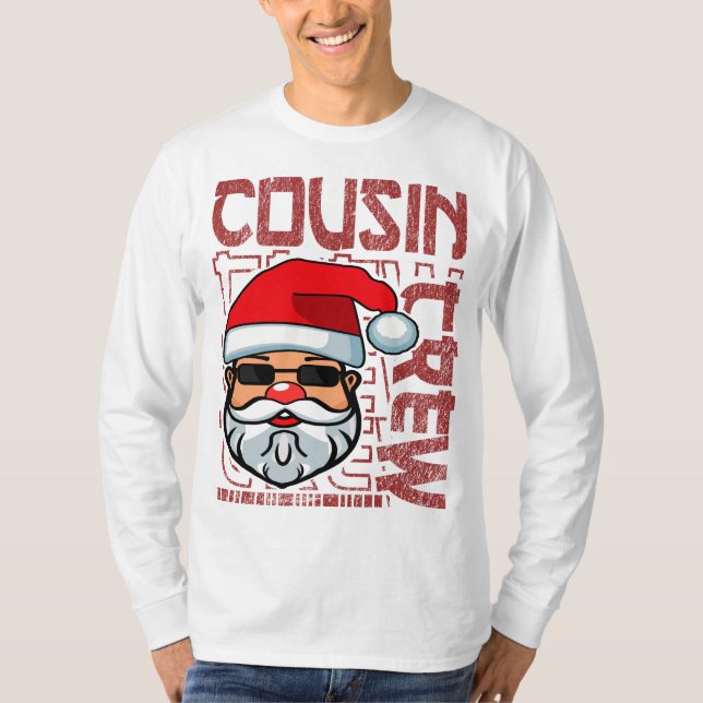Weihnachts-Cousin Crew Weihnachtsmann Typografie R T-Shirt (Vorderseite)