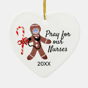 Weihnachts Covid Gesicht Maske Gingerbread Mann Keramik Ornament