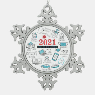 Weihnachts-Covid-Impfjahr Sake Schneeflocken Zinn-Ornament