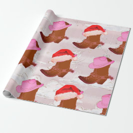 Weihnachts Cowboy Cowgirl Rustikal Pink Geschenkpapier