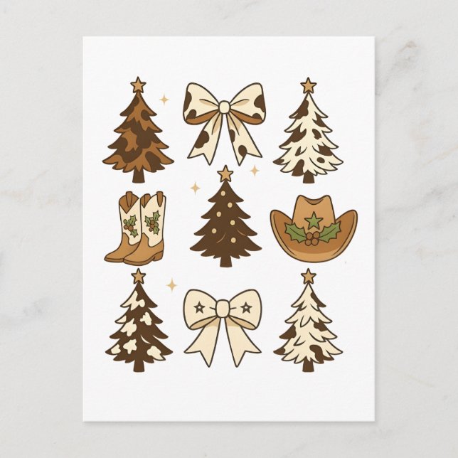 Weihnachts Cowboy Stiefel Western Weihnachten Weih Ankündigungspostkarte (Vorderseite)