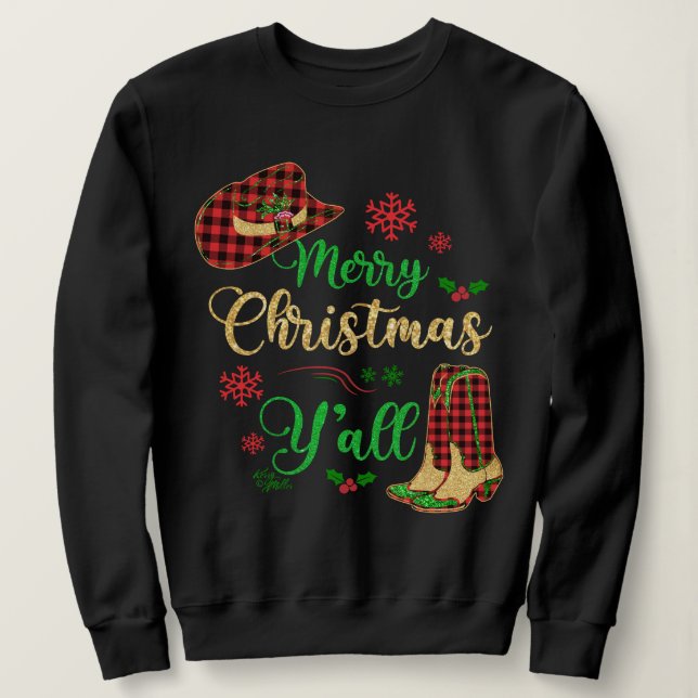Weihnachts Cowgirl Hat & Boots Sweatshirt (Design vorne)