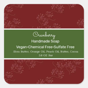 Weihnachts-Cranberry-Handseife Branding Quadratischer Aufkleber