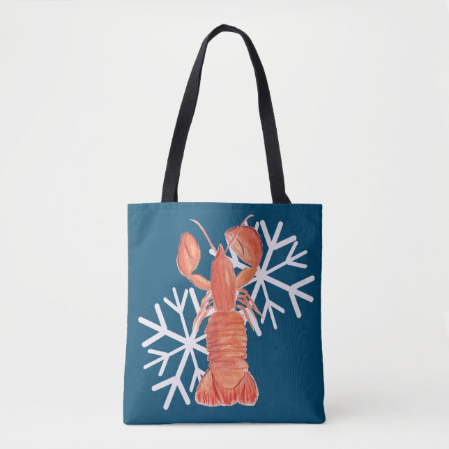 Weihnachts-Crawfish Crustacean Wasserfarbe Schneef (Vorderseite)
