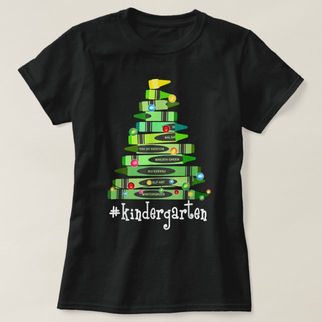 Weihnachts-Crayon Kindergarten Lehrerbaum - Best C T-Shirt (Design vorne)
