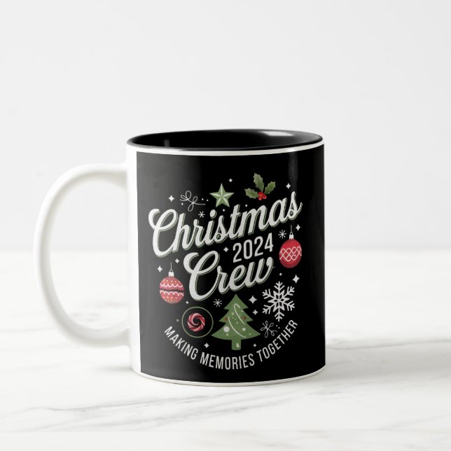 Weihnachts-Crew 2024Familie Matching Weihnachts-Pa Zweifarbige Tasse (Links)
