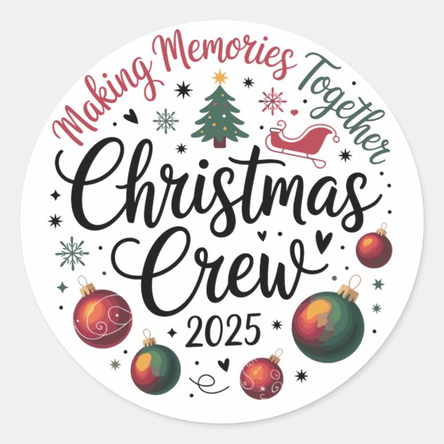 Weihnachts-Crew 2025 Matching Family Group Weihnac Runder Aufkleber (Vorderseite)