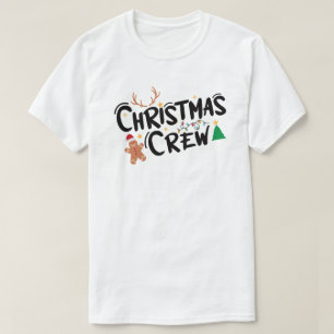 Weihnachts-Crew in Schwarz und mehrfarbiger Text T T-Shirt