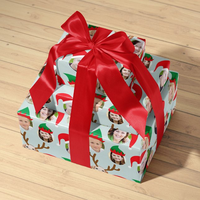 Weihnachts-Crew Sechs Foto Custom Gift Wrap Geschenkpapier Set (Von Creator hochgeladen)