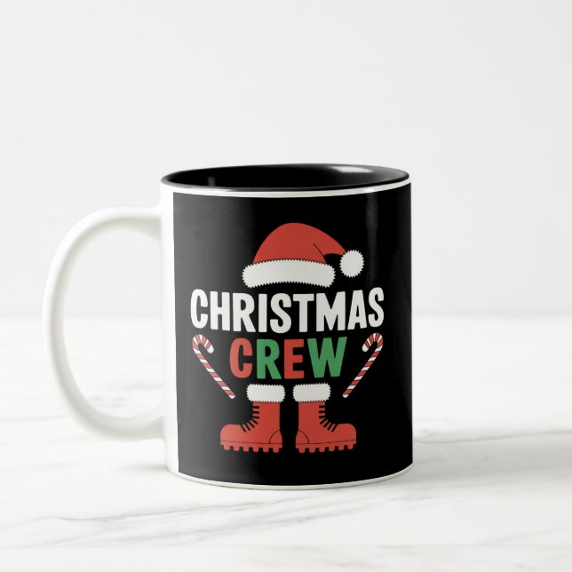 Weihnachts-Crew Weihnachten Weihnachtsfeiertag - F Zweifarbige Tasse (Links)