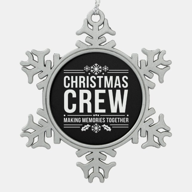 Weihnachts-Crew Wiedersehen Graphic Xmas Holiday Schneeflocken Zinn-Ornament (Vorderseite)