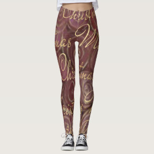 Weihnachts-Crimson und Gold Leggings