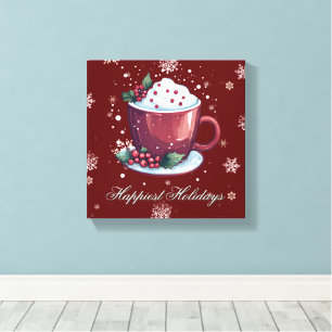 Weihnachts-Cup mit heißer Schokolade Rot Leinwanddruck