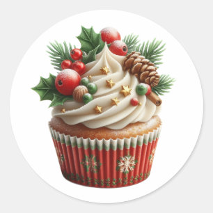 Weihnachts-Cupcake-Feiertage Runder Aufkleber