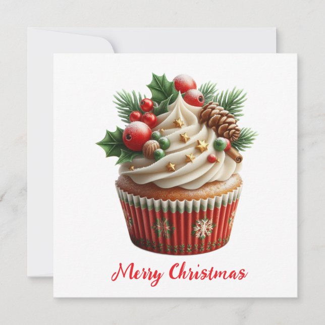 Weihnachts-Cupcake Feiertagskarte (Vorderseite)
