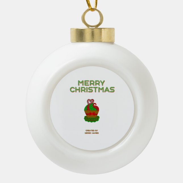 Weihnachts Cupcake Keramik Ball Ornament (Vorderseite)