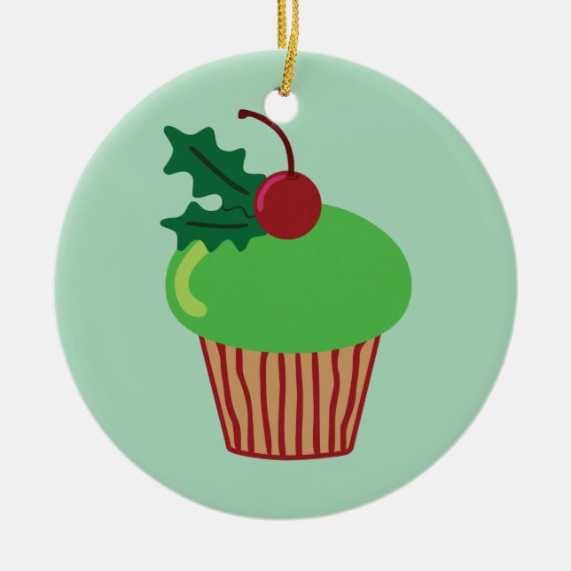 Weihnachts-Cupcake Keramikornament (Vorne)