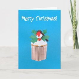 Weihnachts-Cupcake mit Robin RedBrustkorb Feiertagskarte