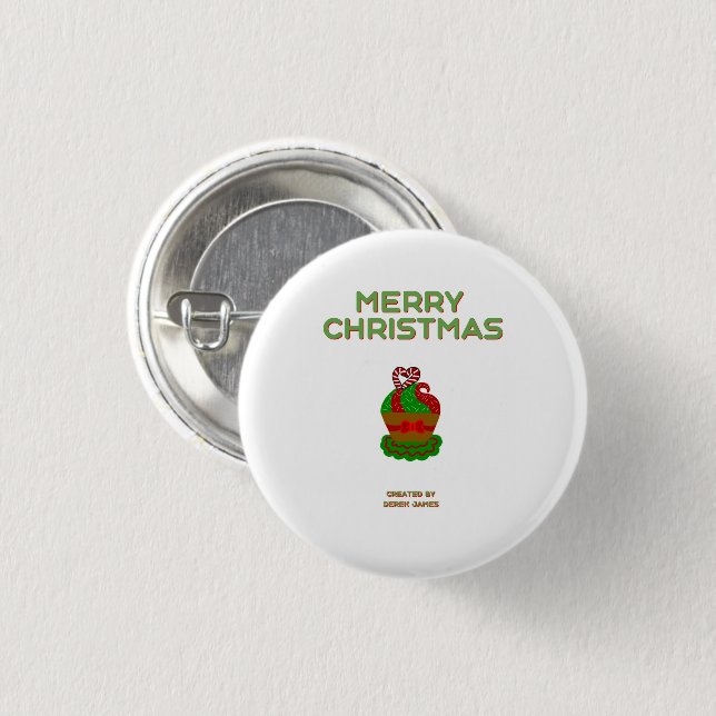 Weihnachts-Cupcake-Rundbutton Button (Vorne & Hinten)