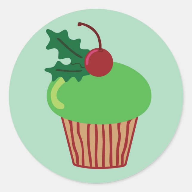 Weihnachts-Cupcake Runder Aufkleber (Vorderseite)
