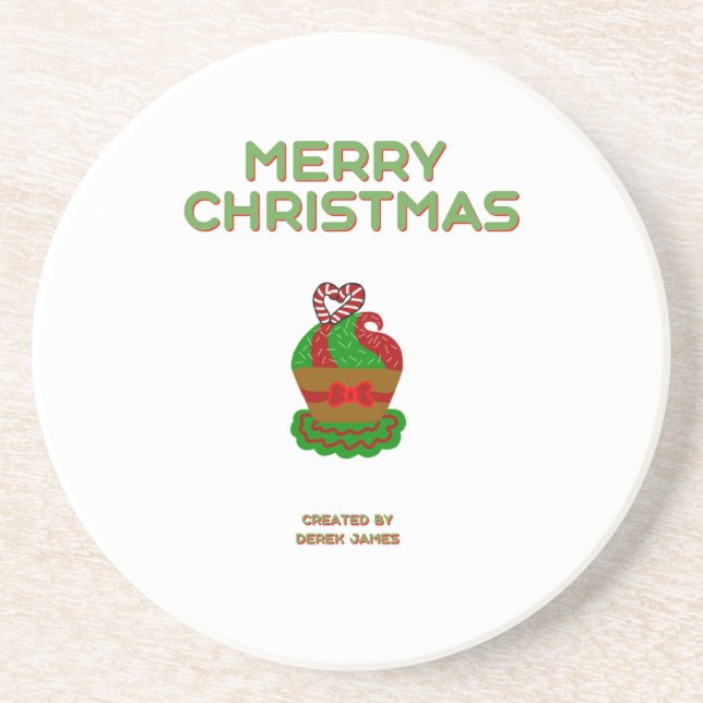 Weihnachts Cupcake Sandstone Untersetzer (Vorne)