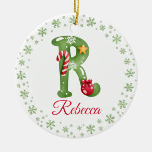 Weihnachts Custom Initial Monogram Family Keepake Keramik Ornament