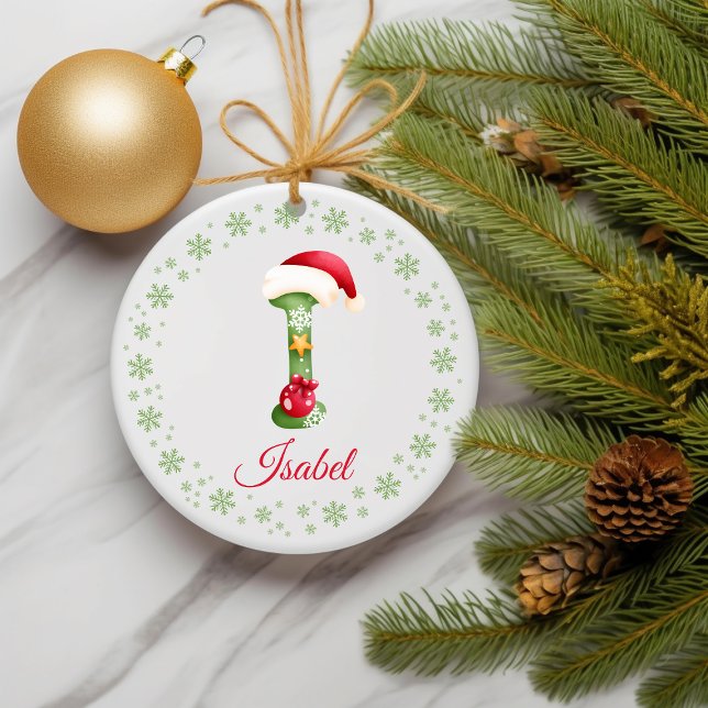 Weihnachts Custom Initial Monogram Family Keepake Keramik Ornament (custom monogrammed ornament)