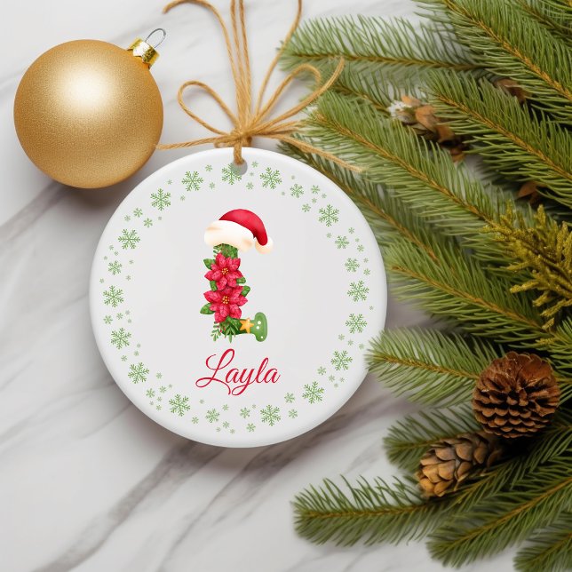 Weihnachts Custom Initial Monogram Family Keepake Keramik Ornament (Initial Christmas Ornament)